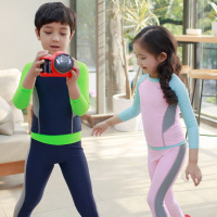 韩版男女童分体可爱长袖长裤防晒分体泳衣潜水服水母衣泳装