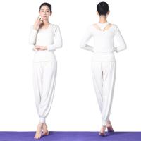 瑜伽服灯笼裤款白色三件套装春夏衣女运动舞蹈裤健身练功服表演服