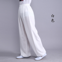 太极裤女棉麻春夏款中老年宽松练功灯笼裤晨练瑜伽武术表演运动裤