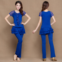 广场舞服装夏中老年跳舞蹈衣服女式拉丁舞演出服裙子套装