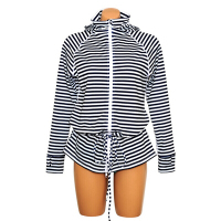 海边沙滩比基尼罩衫外搭长袖水母服泳衣女潜水服分体显瘦条纹上衣