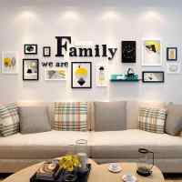 北欧简约风格清新背景墙大气卧室挂画中式沙墙画组合欧式餐厅书房走廊壁画客厅简A款黑白组合整体尺寸286x105