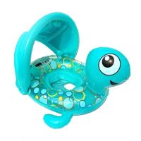 加厚儿童坐圈婴幼儿游泳圈宝宝遊泳圈小孩救生腋下浮圈带遮阳 湖蓝色 65*60 cm