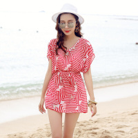 韩国泳衣女三件套保守比基尼小香风显瘦遮肚大小胸聚拢温泉游泳衣