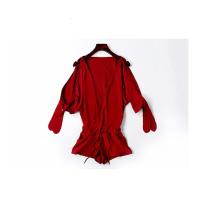 泳衣酒红比基尼三件套小胸聚拢遮肚显瘦的泳装女酒红色