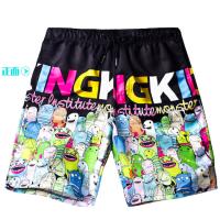 速干沙滩裤宽松大码男女休闲裤情侣五分裤短裤胖子加肥加大夏季小怪兽沙滩裤男款3XL加肥加大码
