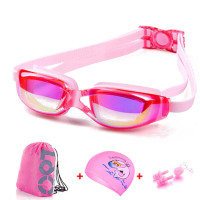 兮喜宝宝防水游泳装备眼镜男童女童泳镜泳帽套装儿童泳镜
