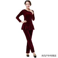 广场舞服广场舞服装新款套装连衣裙舞蹈服装女中老年秋季冬金丝绒长袖