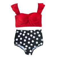 泳衣女分体比基尼两件套性感聚拢修身显瘦泡温泉红色
