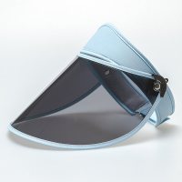 儿童遮阳帽防晒帽子夏天遮脸太阳帽骑车遮阳帽儿童款茶色镜片&mdash;天蓝色可节