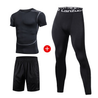 运动紧身长裤七分男pro篮球裤跑步健身训练压缩丝袜速干打底高弹3件套110+311+810M110-130斤