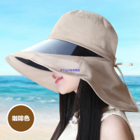 夏天女士镜大沿遮阳帽遮脸护颈太阳帽防水防晒