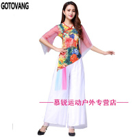 服装新款套装2018春夏民族风纱袖古典舞表演练习服0811