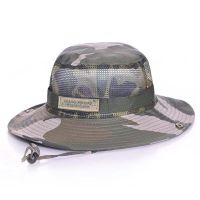 太阳帽渔夫帽女迷彩登山帽子户外遮阳帽夏天钓鱼帽子男士防晒帽军绿56-58cm