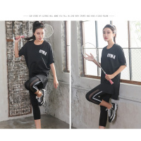 夏女加肥加大码200斤胖mm宽松瑜伽上衣服健身房运动跑步速干套装