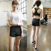 韩国新款春夏季瑜伽服套装女健身房跑步运动短裤三件套健身服