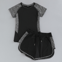 瑜伽服健身房运动套装女夏季2018新款跑步宽松短裤女速干短袖T恤