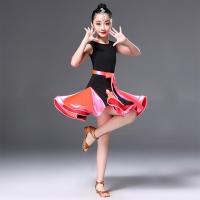 新款儿童拉丁舞裙女童演出服夏季考级表演服女孩练功服拉丁舞服装粉红色收藏送四角安全裤