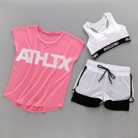 夏季跑步运动套装女宽松短袖速干健身服瑜伽两三件套晨跑短裤