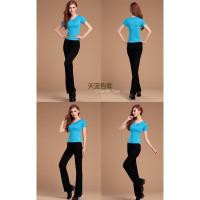 新款瑜伽服莫代尔套装女式V领短袖上衣运动健身舞蹈交谊瑜珈裤子