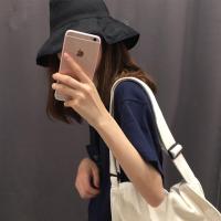 渔夫帽女潮ins百搭网红防晒遮阳帽韩国大檐帽子夏天黑色[现货]送防风绳M(56-58cm)
