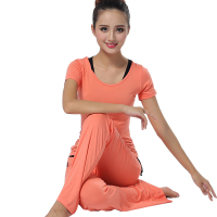新款专业瑜伽服春夏三件套运动套装莫代尔女舞蹈健身服短袖练功服