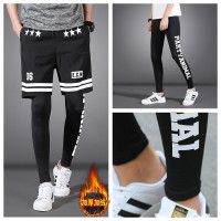 运动紧身裤男秋冬加绒加厚保暖打底韩版潮跑男男士篮球跑步健身裤