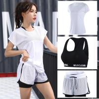 夏健身服女韩国跑步运动套装速干初学者瑜伽服宽松短袖晨跑短裤潮
