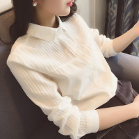 新款纯棉白衬衫女长袖修身韩范时尚百搭职业装全棉衬衣