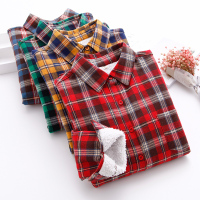 2018冬季新款韩版格子加绒加厚衬衫女长袖宽松百搭bf风加棉衬衣潮