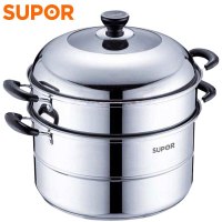 苏泊尔32CM蒸锅SZ32B5二层不锈钢蒸锅双层复底蒸笼电磁炉通用厨房好帮手