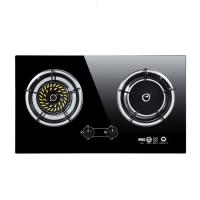 [新品] 猛火黑晶面板红外线燃气煤气双灶双旋火固定防滑台嵌两