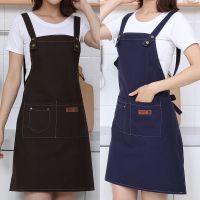 鱼丸 围裙牛仔帆布围裙厨房家用男女工作洋气罩衣背带式耐磨耐脏棉布护衣