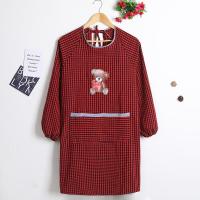 鱼丸 围裙韩版小猫防油防污围裙长袖罩衣厨房做饭罩衣围裙老粗布成人衣