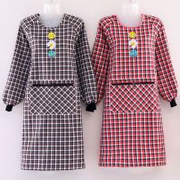 鱼丸 围裙罩衣长袖围裙拉链翻领女厨房防油污韩版时尚成人工作服反穿衣