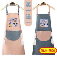 鱼丸 围裙工作服厨房家用女防水防油加长厨师夏天漂亮成人定制印字