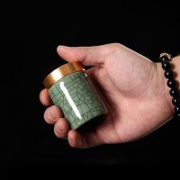 鱼丸 茶具便捷旅行存茶罐正品青瓷茶叶罐迷你陶瓷小茶罐密封茶叶包装盒