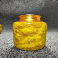 鱼丸 茶具黄金樟茶叶罐金丝楠大叶楠木存储罐实木铜盖茶道用品收藏送礼通用