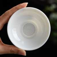 鱼丸 茶具陶瓷茶漏器瓷一体茶漏网泡茶叶过滤网创意茶隔隔离茶滤茶具配件