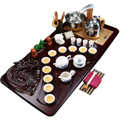 鱼丸 茶具紫砂茶具套装整套功夫茶具自动电茶炉实木茶盘