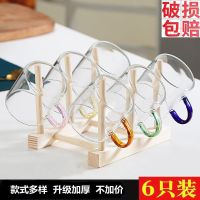 鱼丸 茶具家用透明玻璃喝水小茶杯带把单层主人杯加厚客厅泡茶杯茶具套装