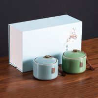 鱼丸 茶具茶叶罐密封罐陶瓷储存罐茶叶包装盒空礼盒装收纳家用普洱茶罐