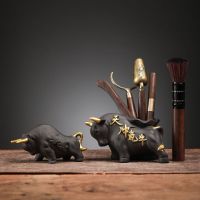 鱼丸 茶具茶道六君子茶具配件黑檀木紫砂黑泥牛道桶茶夹茶勺茶针茶配件套装