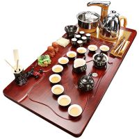 鱼丸 茶具实木功夫茶具套装家用客厅简约自动烧水壶一体茶盘柯木茶台整套