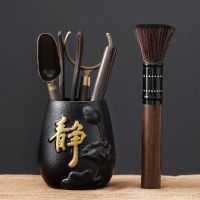 鱼丸 茶具黑檀实木茶道六君子套装6君子泡茶工具茶夹针勺功夫茶具配件