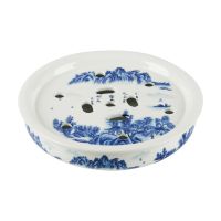 鱼丸 茶具陶瓷茶盘 托盘 茶船圆形茶台茶座青花瓷功夫茶具茶盘储水双层茶托