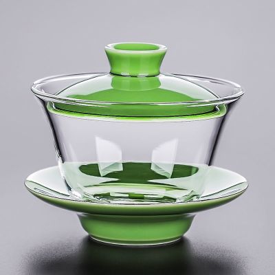 鱼丸 茶具玻璃盖碗茶杯功夫茶具套装加厚透明泡茶壶手工大