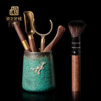 鱼丸 茶具窑变绿茶道六君子套装6君子茶具配件黑檀木功夫茶夹针勺