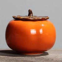 鱼丸 茶具柿子茶叶罐家用小号便携防潮茶罐子创意普洱茶陶瓷密封罐