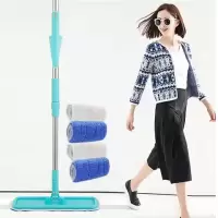 鱼丸 拖把粘贴式平板拖把家用小号拖瓷砖木地板尘推粘扣式打蜡迷你平拖地拖